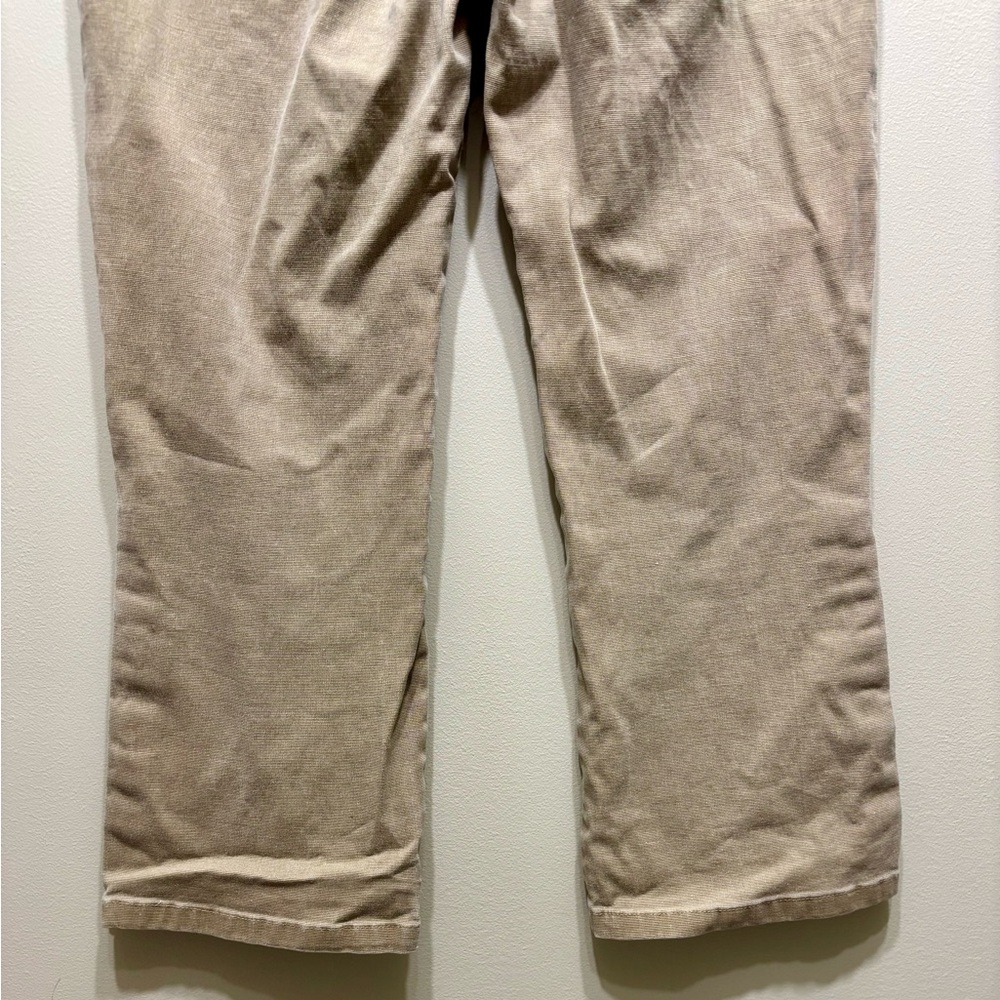Bess Vintage Y2K Mid Rise Flare Capri Jeans Stretch Button Detail Tan S - Picture 8 of 12